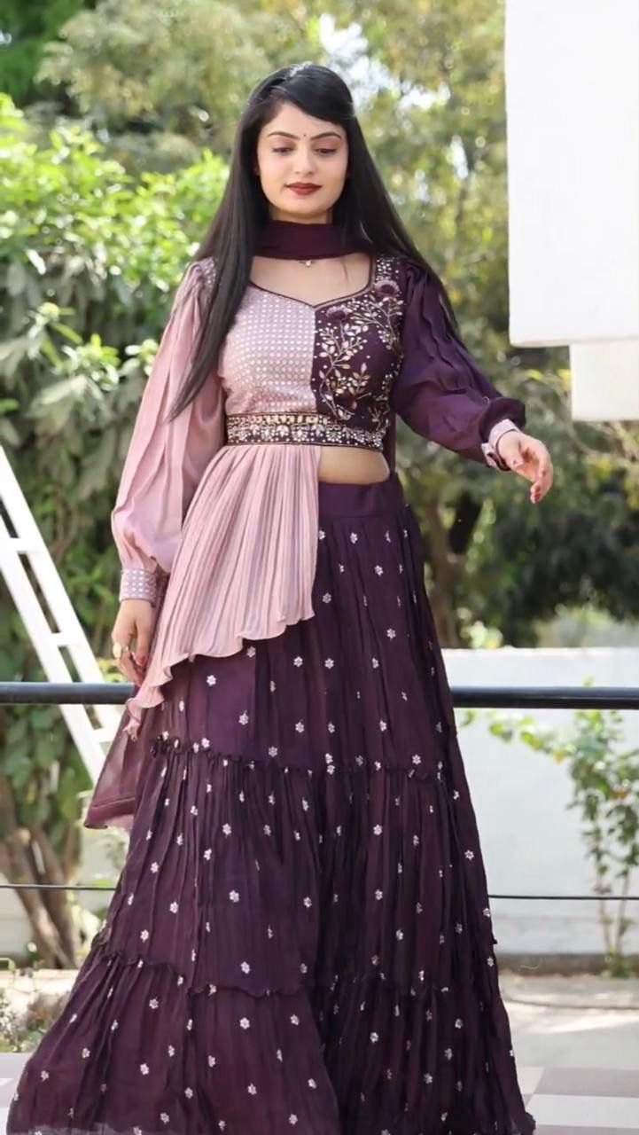 Pc 233 By Prisha Heavy Chinon Party Wear Indo Western Catalog